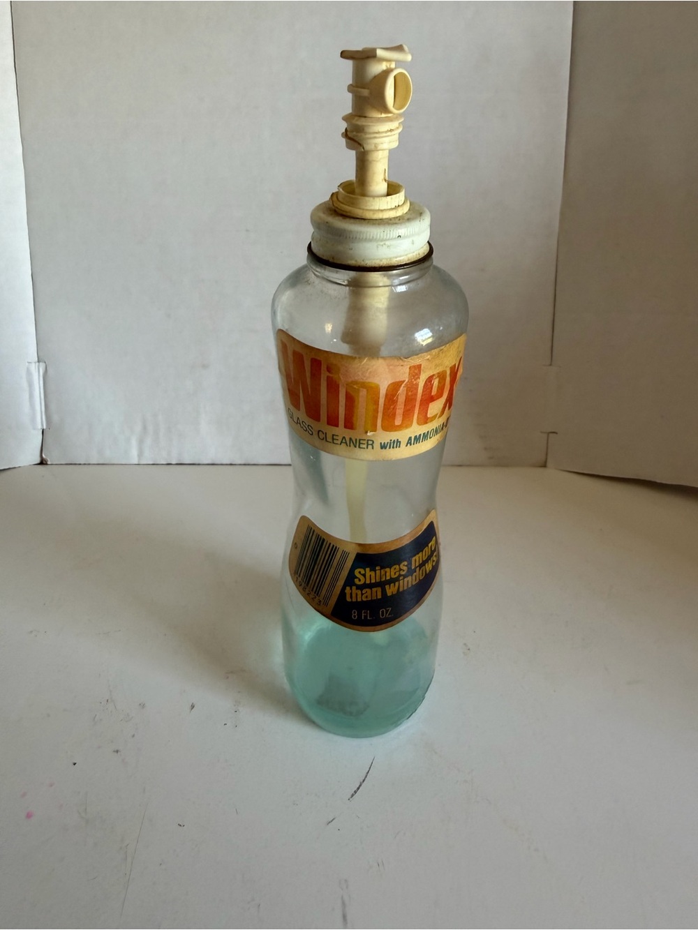 Vintage Windex Clear Glass Cleaner Bottle with Yellow Pump